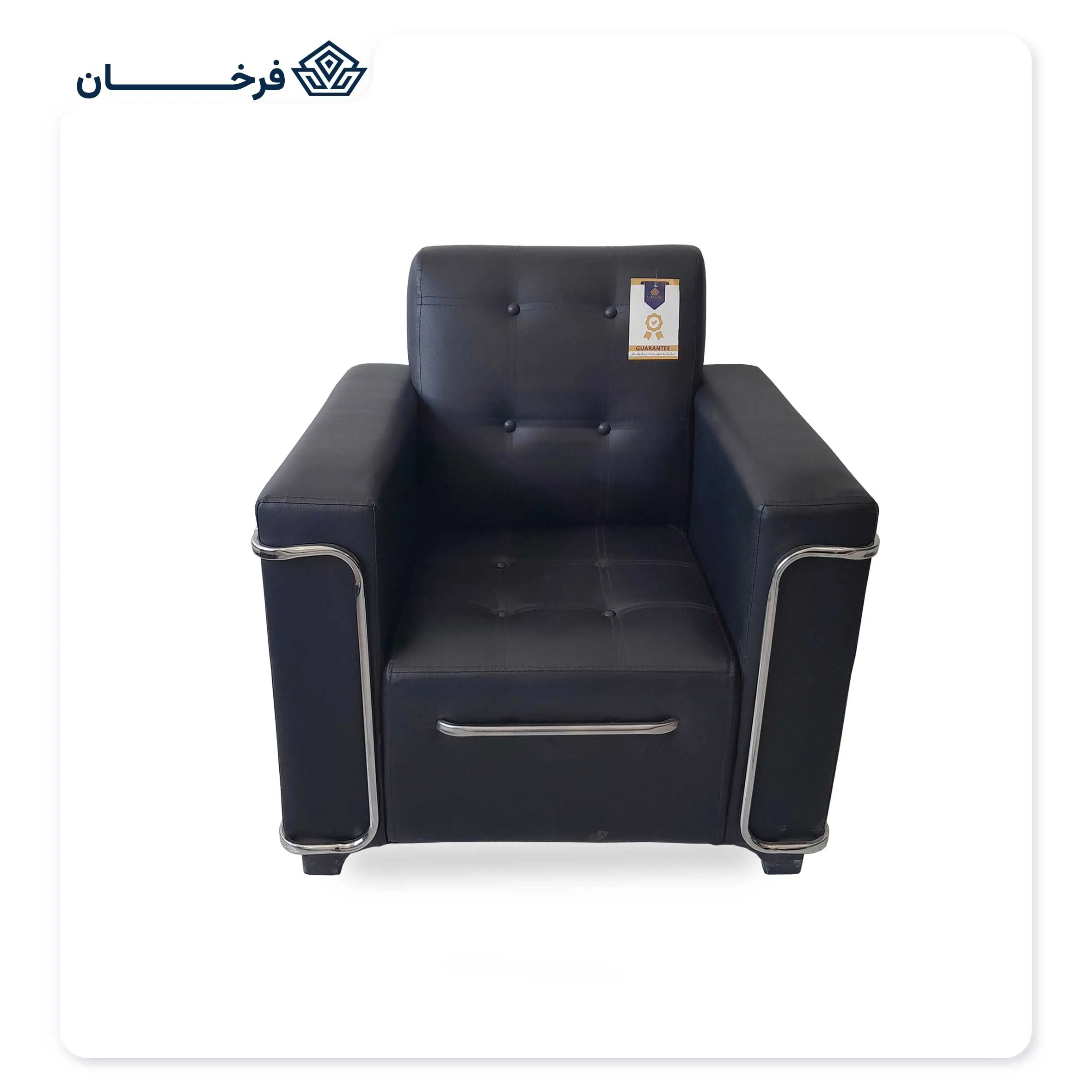 مبل اداری یک نفره چرم مشکی مدل هاکان