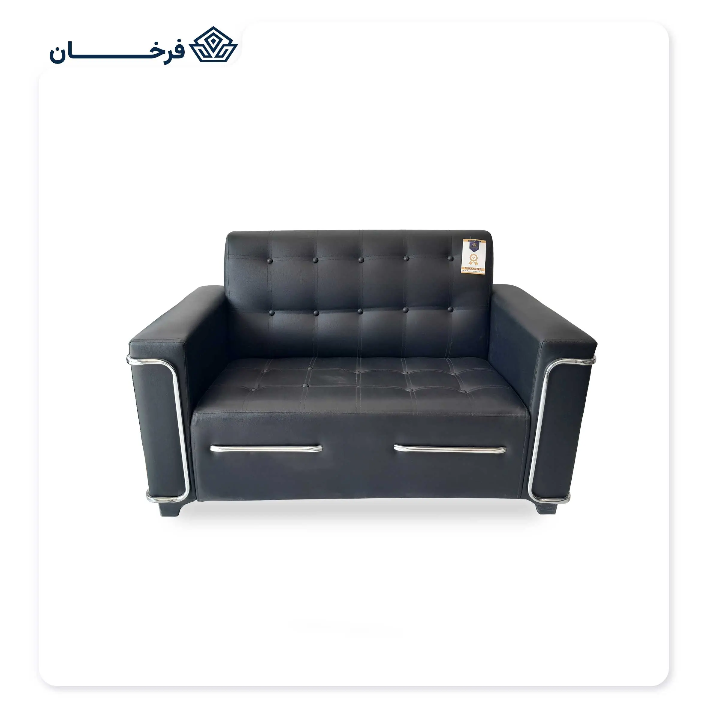 مبل اداری دو نفره چرم مشکی مدل هاکان